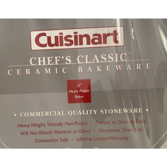 Cuisinart Chefs Classics Stoneware 12” Heart Platter Baker Valentine's Ceramic - Picture 3 of 4